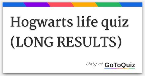 harry potter life quiz long results|Hogwarts life quiz (LONG RESULTS) .